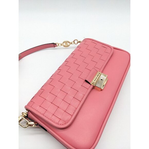 MICHAEL KORS Bradshaw woven leather women's crossbody shoulder bag -TEA ROSE - Picture 9 of 16